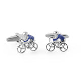 Silver Bicycle Race Sport Cufflinks for Mens Shirt Cuffs