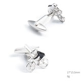 Silver Bicycle Race Sport Cufflinks for Mens Shirt Cuffs