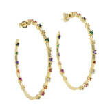 Rainbow CZ Hoop Earrings Colorful Circle Huggies Women