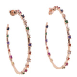 Rainbow CZ Hoop Earrings Colorful Circle Huggies Women