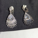 Water Drop CZ Clip On Earrings No Piercing Women Wedding