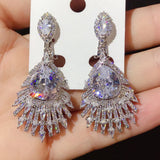 Water Drop CZ Clip On Earrings No Piercing Women Wedding