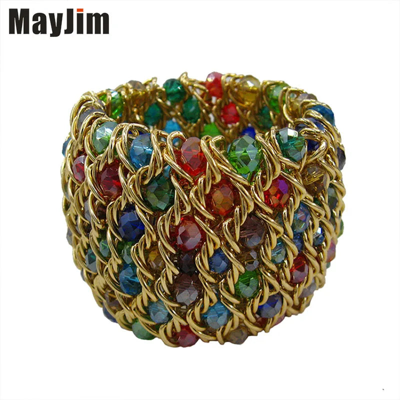 Crystal Bead Elastic Bracelet Retro Bracelet Womens Jewelry