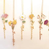 Birth Flower Name Necklace Personalized Letter Necklace Gift for Her/Mom