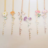 Birth Flower Name Necklace Personalized Letter Necklace Gift for Her/Mom