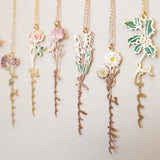 Birth Flower Name Necklace Personalized Letter Necklace Gift for Her/Mom