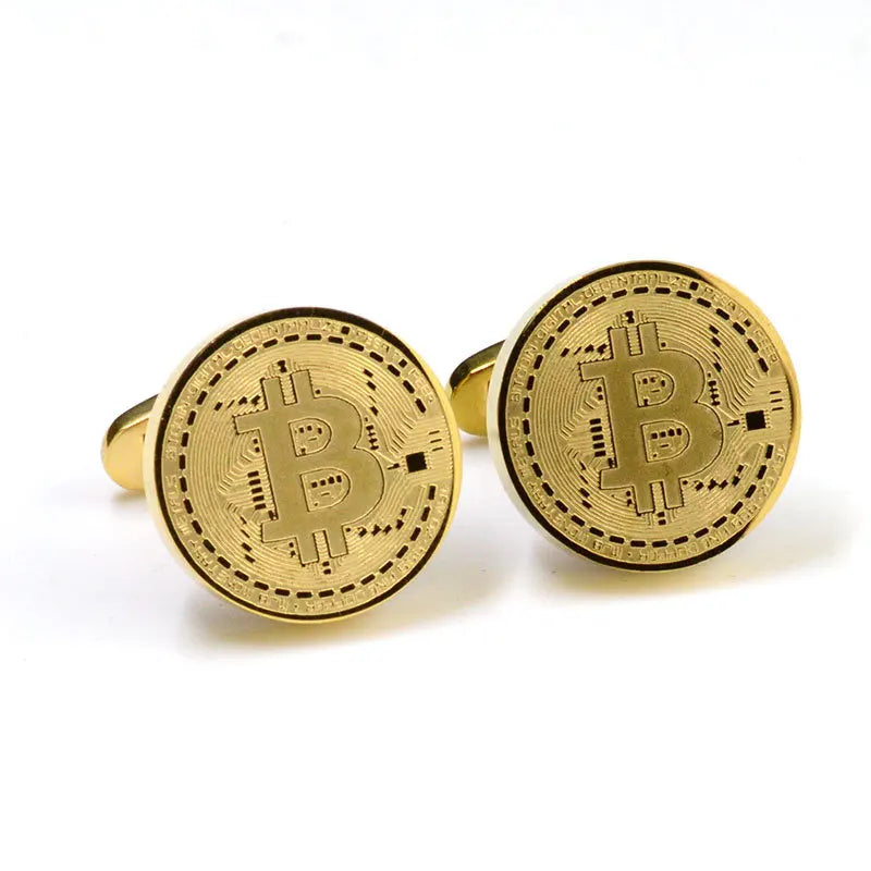 Bitcoin Cufflinks Stainless Steel Men's French Shirts Cuff Buttons