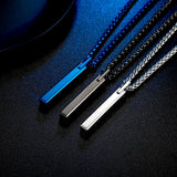 Geometric Rectangle Pendant Necklace for Men Tungsten Steel 24Inch Chain