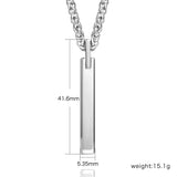 Geometric Rectangle Pendant Necklace for Men Tungsten Steel 24Inch Chain