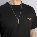 Geometric Rectangle Pendant Necklace for Men Tungsten Steel 24Inch Chain