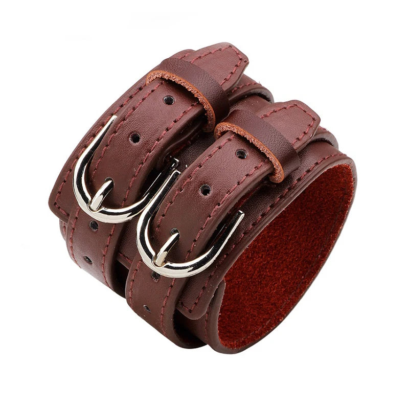 Vintage Leather Bangles Wide Leather Bracelet Charm Jewelry