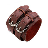 Vintage Leather Bangles Wide Leather Bracelet Charm Jewelry