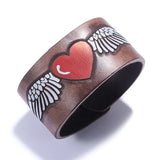 Vintage Leather Bangles Wide Leather Bracelet Charm Jewelry
