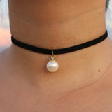 Velvet Pearl Choker Necklace Gothic Jewelry