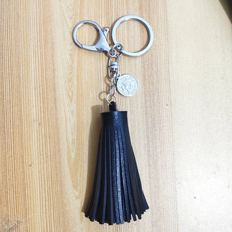 Leather Tassel Key Chain Big Lobster Clasp Keychain Women Bag Charming