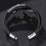Men's Leather Bracelet with Stainless Steel Anchor Clasp