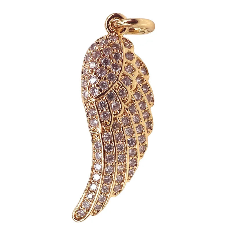 Micro Pave CZ Crystal Angle Wings Pendant Charms for Women Jewelry