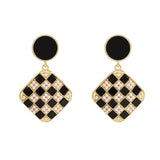 Plaid Pearl Earrings S925 Silver Needle Earrings Sale