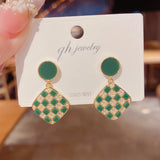Plaid Pearl Earrings S925 Silver Needle Earrings Sale