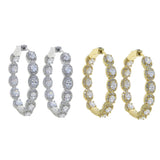 35mm Iced Oval CZ Hoop Earring Silver Bling Medium Women Jewelry