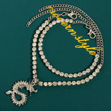 Dragon Crystal Tennis Chain Anklet Silver Rhinestone Foot Chain
