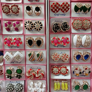 Crystal Flower Pearl Stud Earrings 20 Pairs Mixed Style
