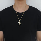 Hip Hop Micro Iced Brass Pendant CZ Women Necklace CN410