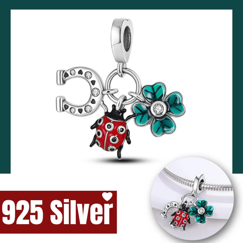 Blossom Flower Clover Butterfly Charm for MULA Bracelet Necklace 925 Silver