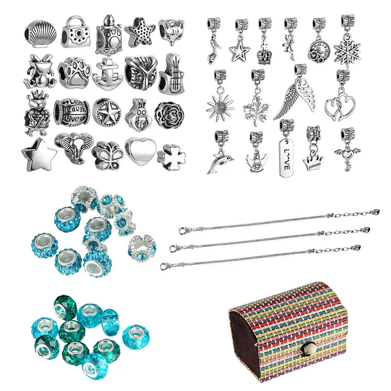 Crystal Space Glass Bead Bracelet Set for Teens