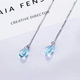 Sterling Silver Water Drop Tassel Earrings S-e665