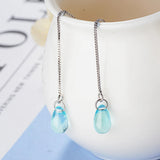 Sterling Silver Water Drop Tassel Earrings S-e665