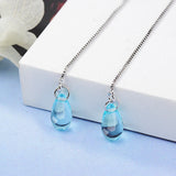 Sterling Silver Water Drop Tassel Earrings S-e665