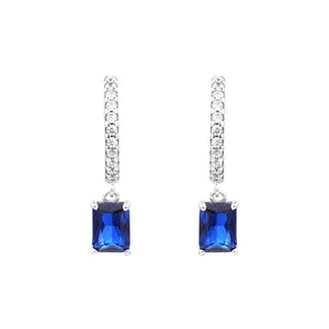 Rectangular Sparkling Earrings 925 Sterling Silver Brincos Earrings for Women