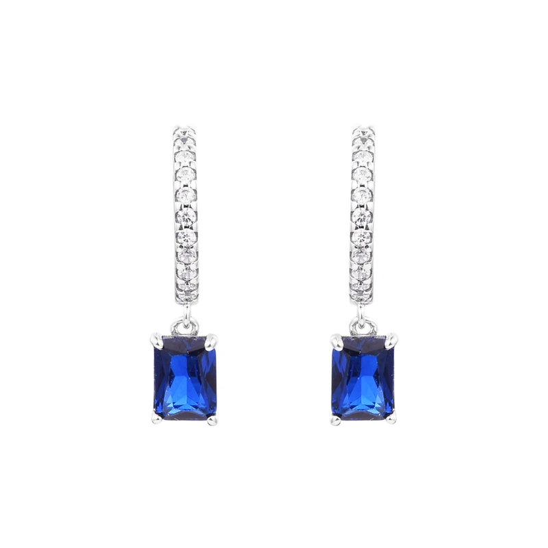 Rectangular Sparkling Earrings 925 Sterling Silver Brincos Earrings for Women