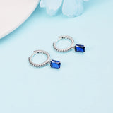 Rectangular Sparkling Earrings 925 Sterling Silver Brincos Earrings for Women