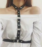 Body Leather Harness Bondage Statement Necklaces Women