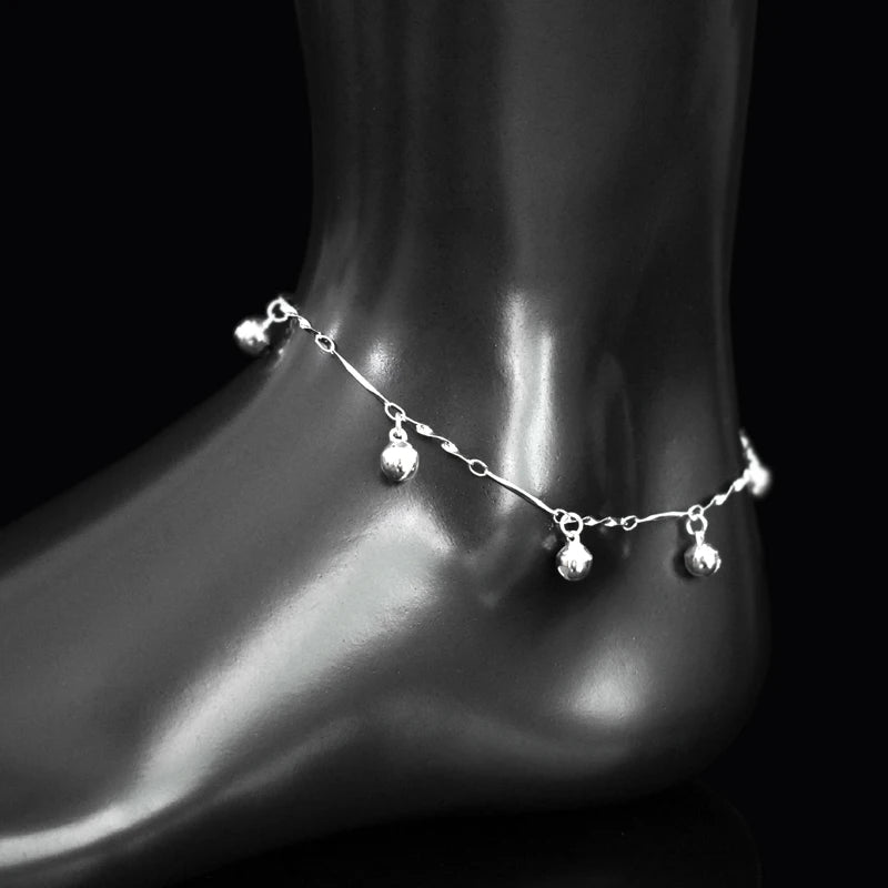 Bohemia Bells Pendant Sexy Anklets 925 Sterling Silver Beach Foot Chain Jewelry