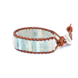 Bohemia Bracelet Amazonite Vintage Leather Wrap Cuff