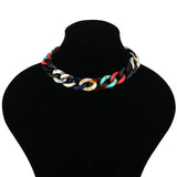 Bohemia CCB Acrylic Chain Choker Necklace Vintage Metallic Chunky Collar Jewelry