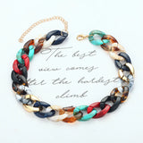 Bohemia CCB Acrylic Chain Choker Necklace Vintage Metallic Chunky Collar Jewelry