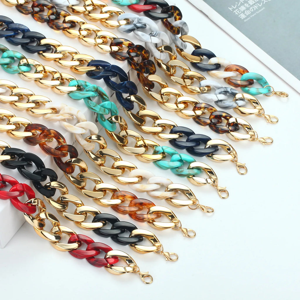 Bohemia CCB Acrylic Chain Choker Necklace Vintage Metallic Chunky Collar Jewelry