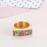 Bohemia Stone Rings for Women Stainless Steel Crystal Anillos