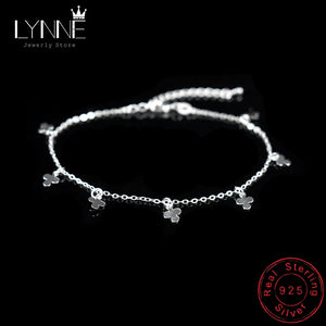 Bohemia Clover Petal Pendant Anklet 925 Sterling Silver Foot Chain