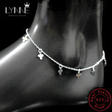 Bohemia Clover Petal Pendant Anklet 925 Sterling Silver Foot Chain