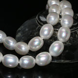 Bohemia Natural Shell Pearl 12*15mm Rice Barrel Beads Necklace DIY Craft 15in