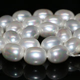Bohemia Natural Shell Pearl 12*15mm Rice Barrel Beads Necklace DIY Craft 15in