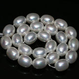 Bohemia Natural Shell Pearl 12*15mm Rice Barrel Beads Necklace DIY Craft 15in