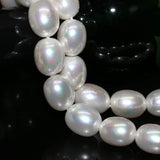 Bohemia Natural Shell Pearl 12*15mm Rice Barrel Beads Necklace DIY Craft 15in