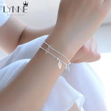 Boho Style Leaves&Clover Pendant Bracelet 925 Sterling Silver Women