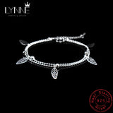 Boho Style Leaves&Clover Pendant Bracelet 925 Sterling Silver Women